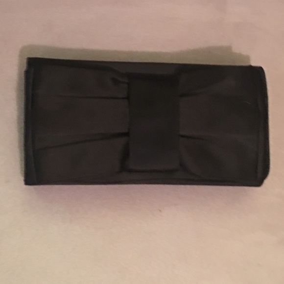Lulu Townsend Black Satin Clutch with Large Bow - Picture 2 of 7